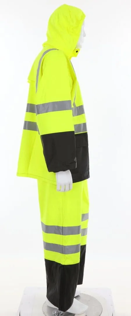 MCR Safety Luminator 5182S ANSI 107 Type R Class 3, Lightweight 2 Piece Hooded Reflective Rain Gear, Hi Vis Lime, 1 Each