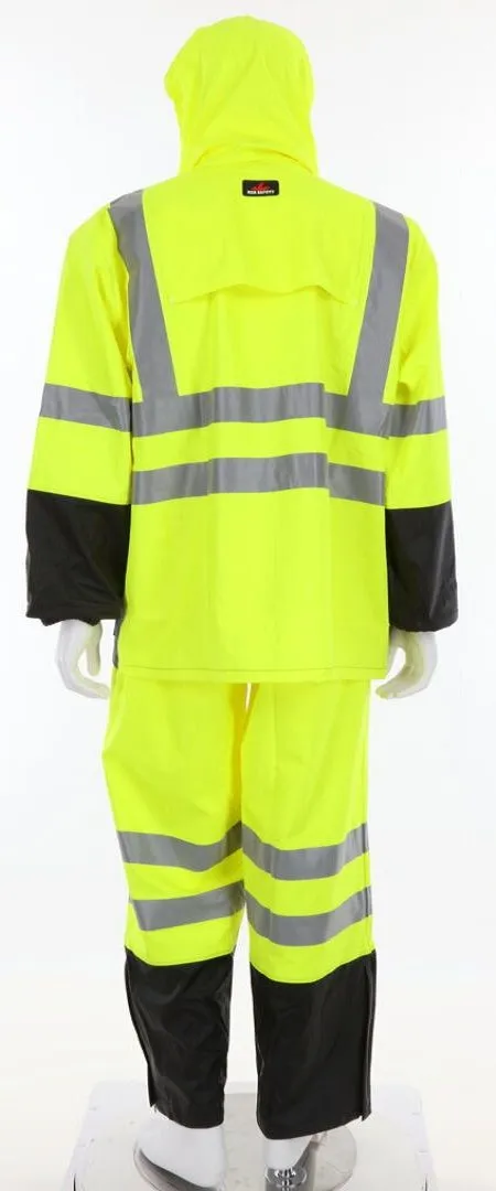 MCR Safety Luminator 5182S ANSI 107 Type R Class 3, Lightweight 2 Piece Hooded Reflective Rain Gear, Hi Vis Lime, 1 Each