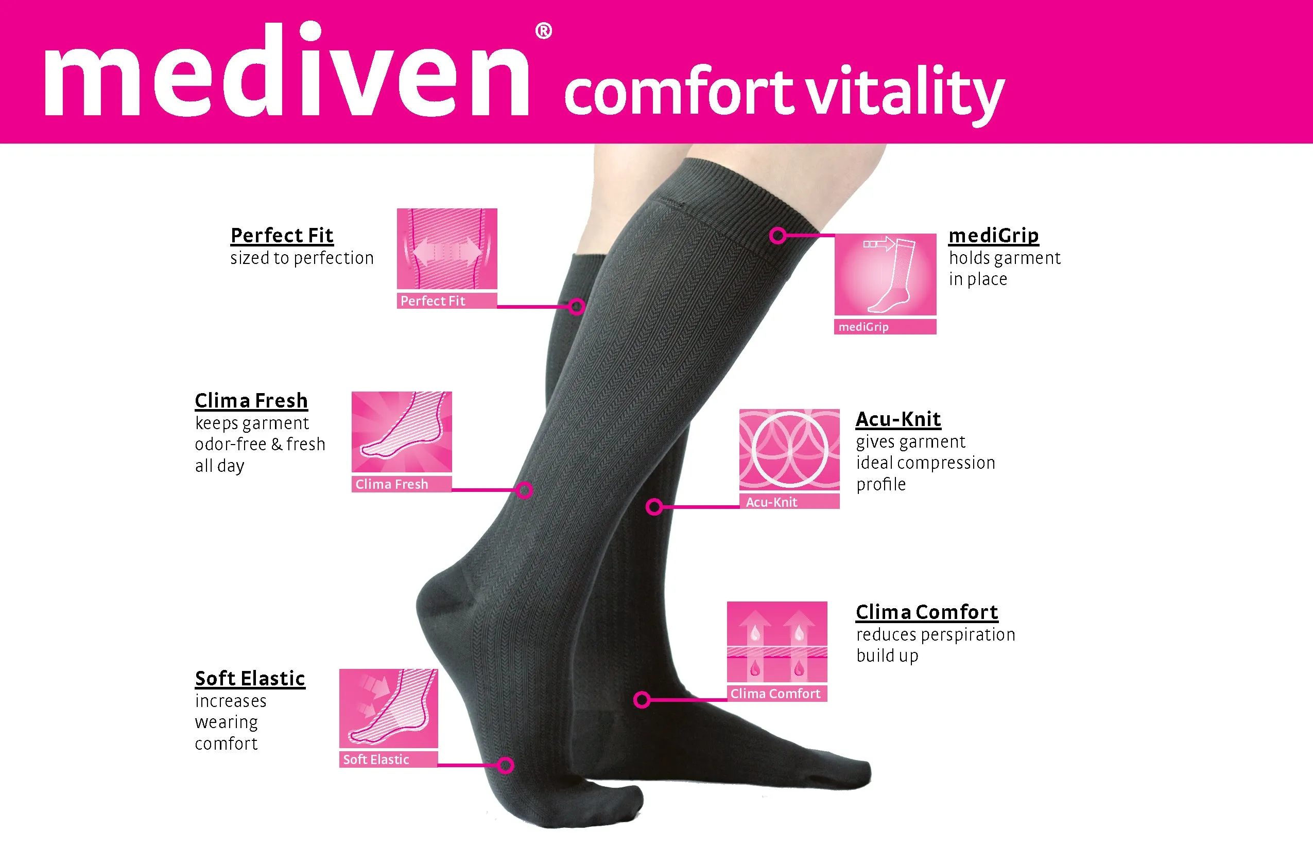 mediven comfort vitality 30-40 mmHg calf closed toe