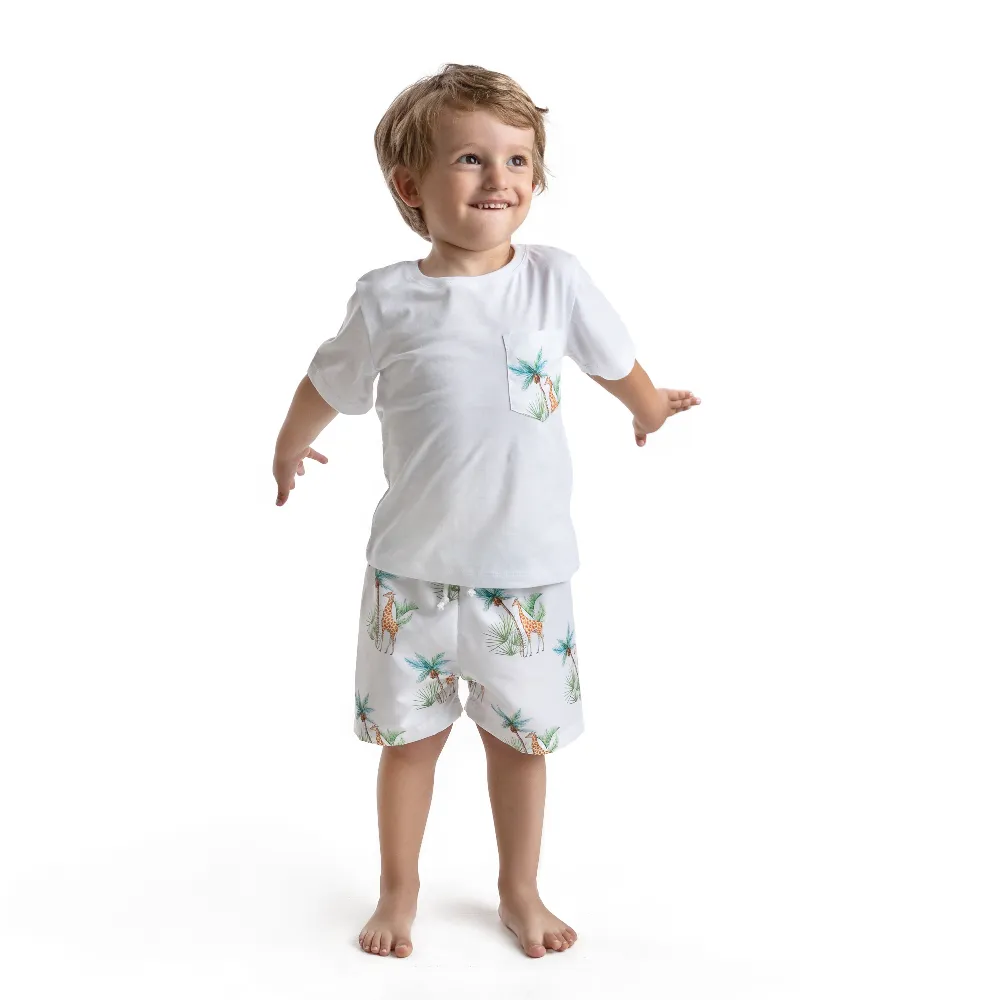 Meia Pata Boys Giraffe Swim Shorts & T-Shirt