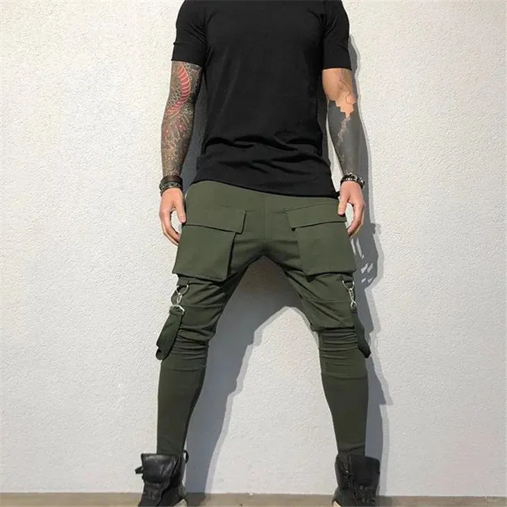 Men Joggers Zip pocket Hip-hop Multi-pocket Sweatpants Man Gyms Workout Fitness Cotton Trousers Male Casual Fashion Skinny Pants