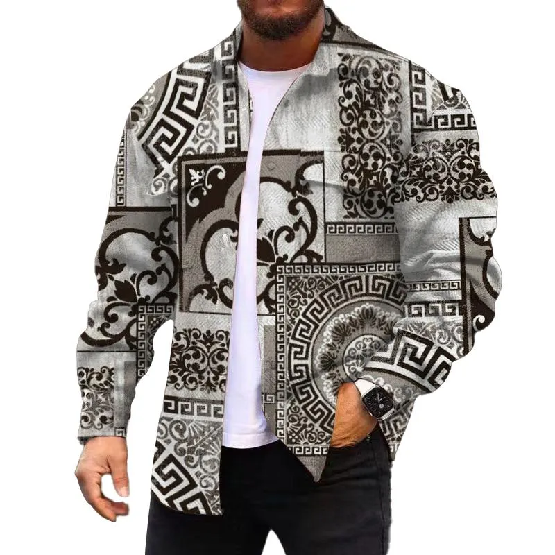 Men's Corduroy Print Long Sleeve Jacket 23886840L