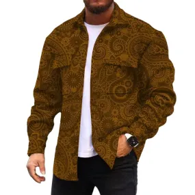 Men's Corduroy Print Long Sleeve Jacket 23923722L