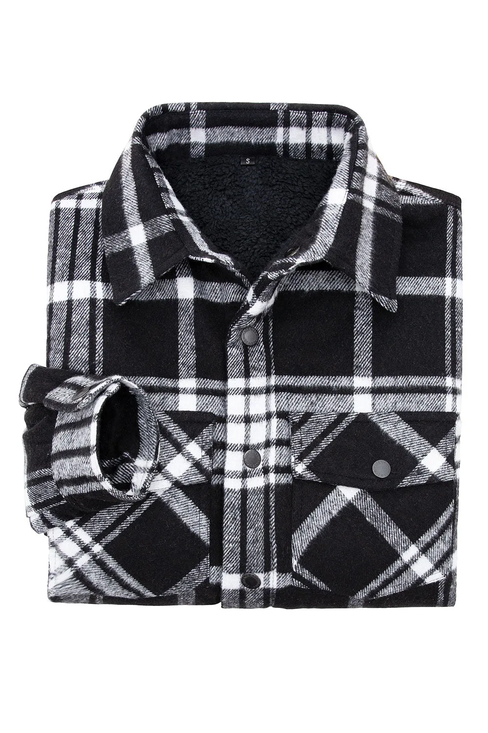 Men's Matching Family Black White Plaid Thick Flannel Jac