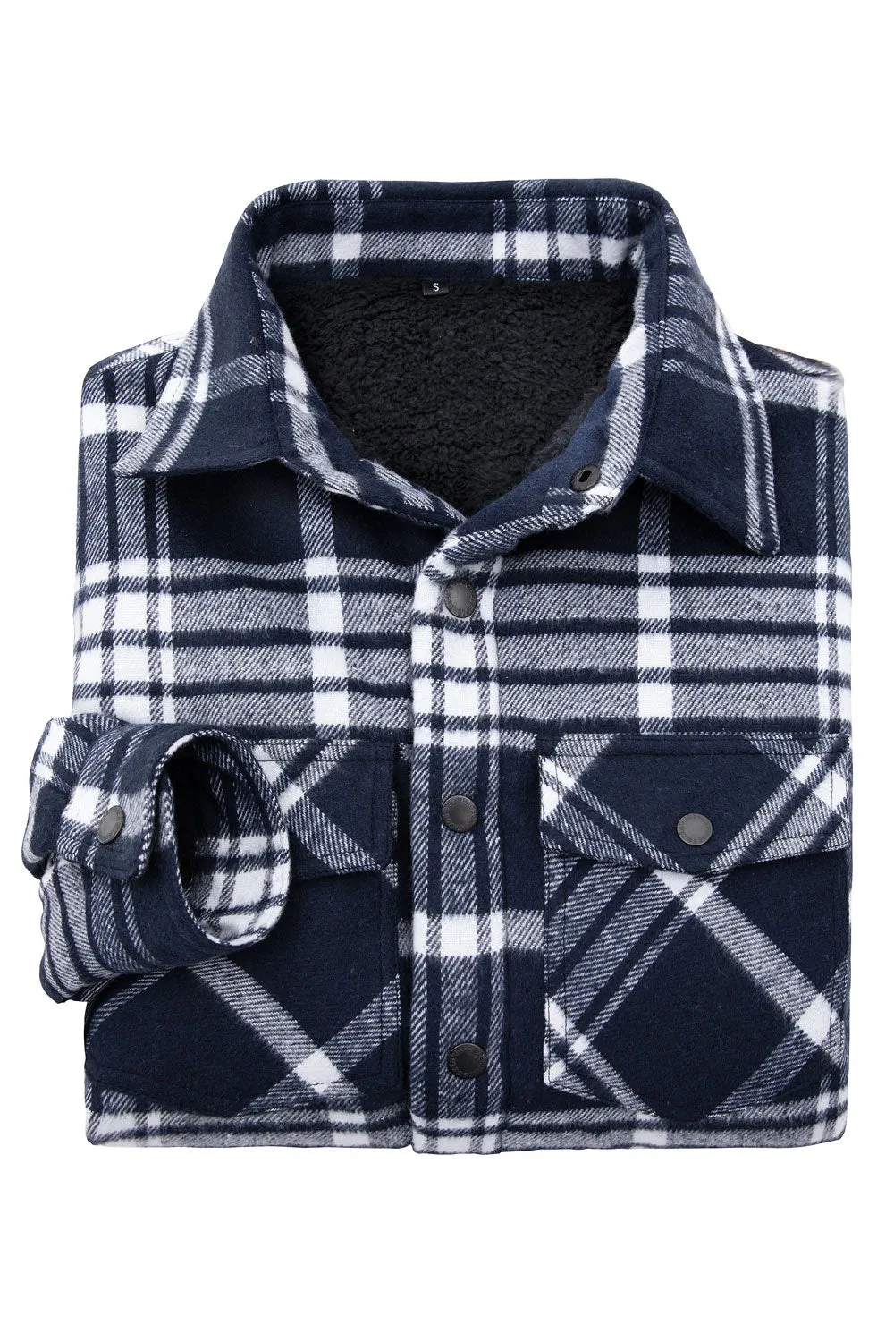 Men's Matching Family Black White Plaid Thick Flannel Jac