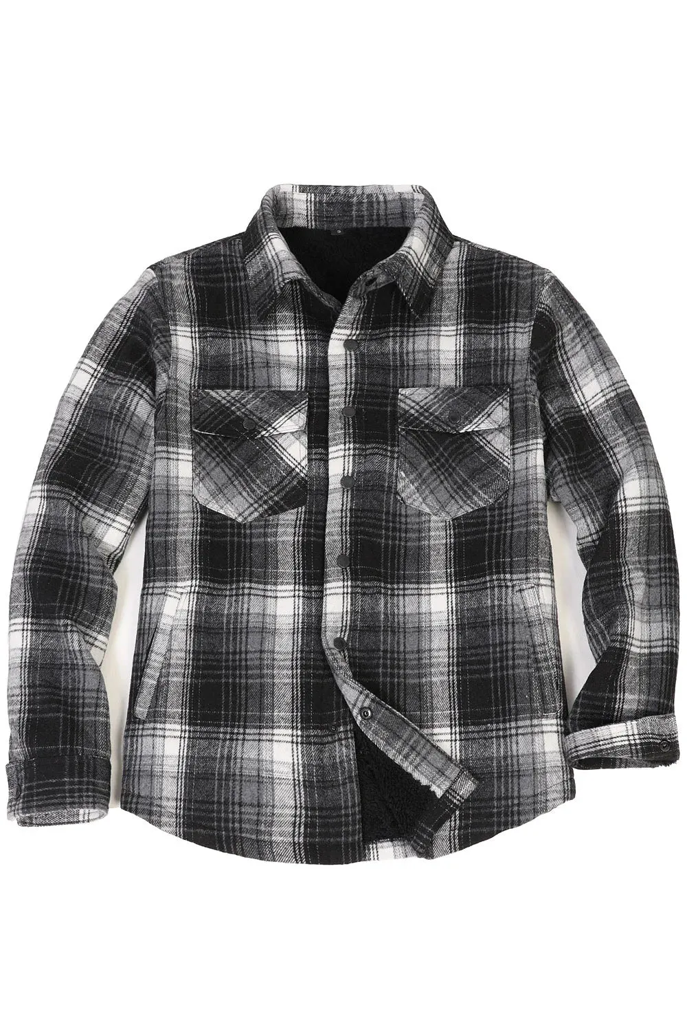 Men's Matching Family Black White Plaid Thick Flannel Jac