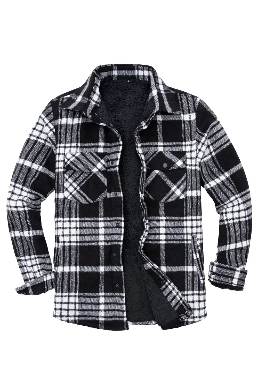 Men's Matching Family Black White Plaid Thick Flannel Jac