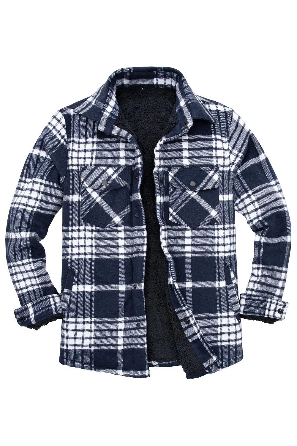 Men's Matching Family Black White Plaid Thick Flannel Jac