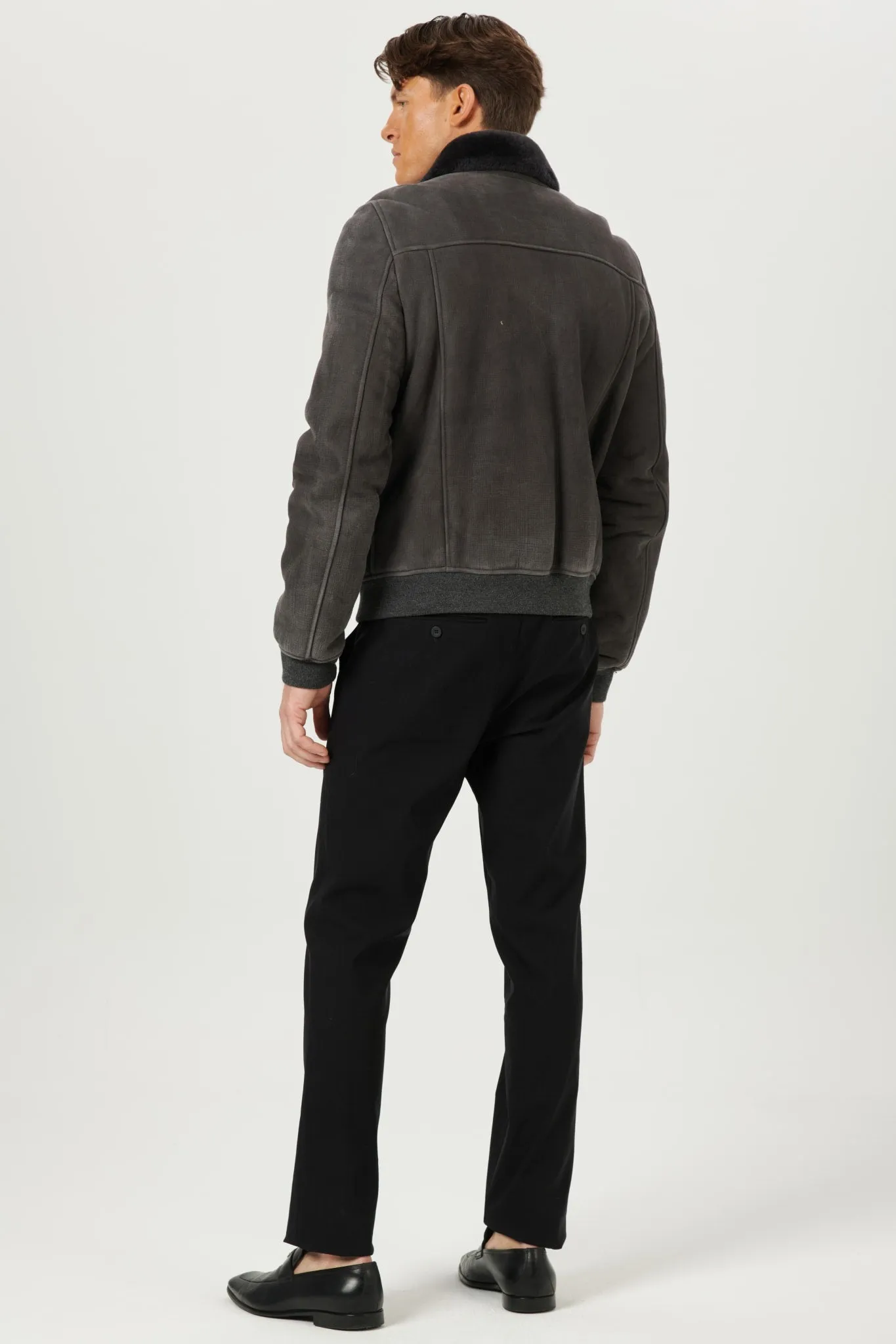 Men's Merino Shearling Lamb Bomber Jacket