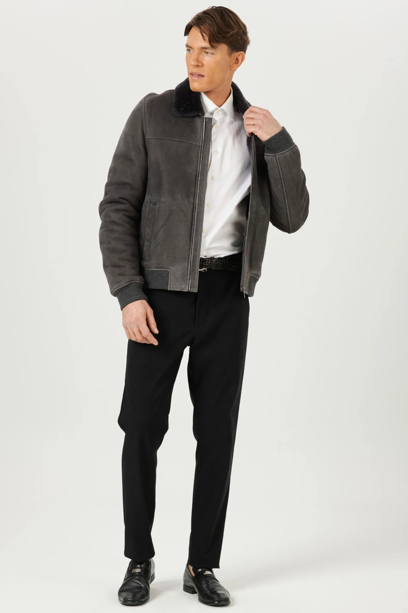 Men's Merino Shearling Lamb Bomber Jacket