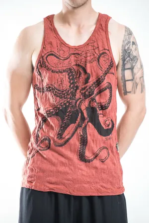 Mens Octopus Tank Top in Brick