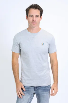 Men's Rooster Logo Cotton Gray T-Shirt