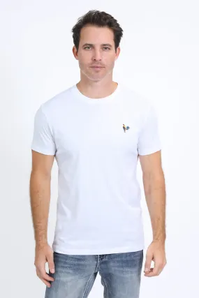 Men's Rooster Logo Cotton White T-Shirt