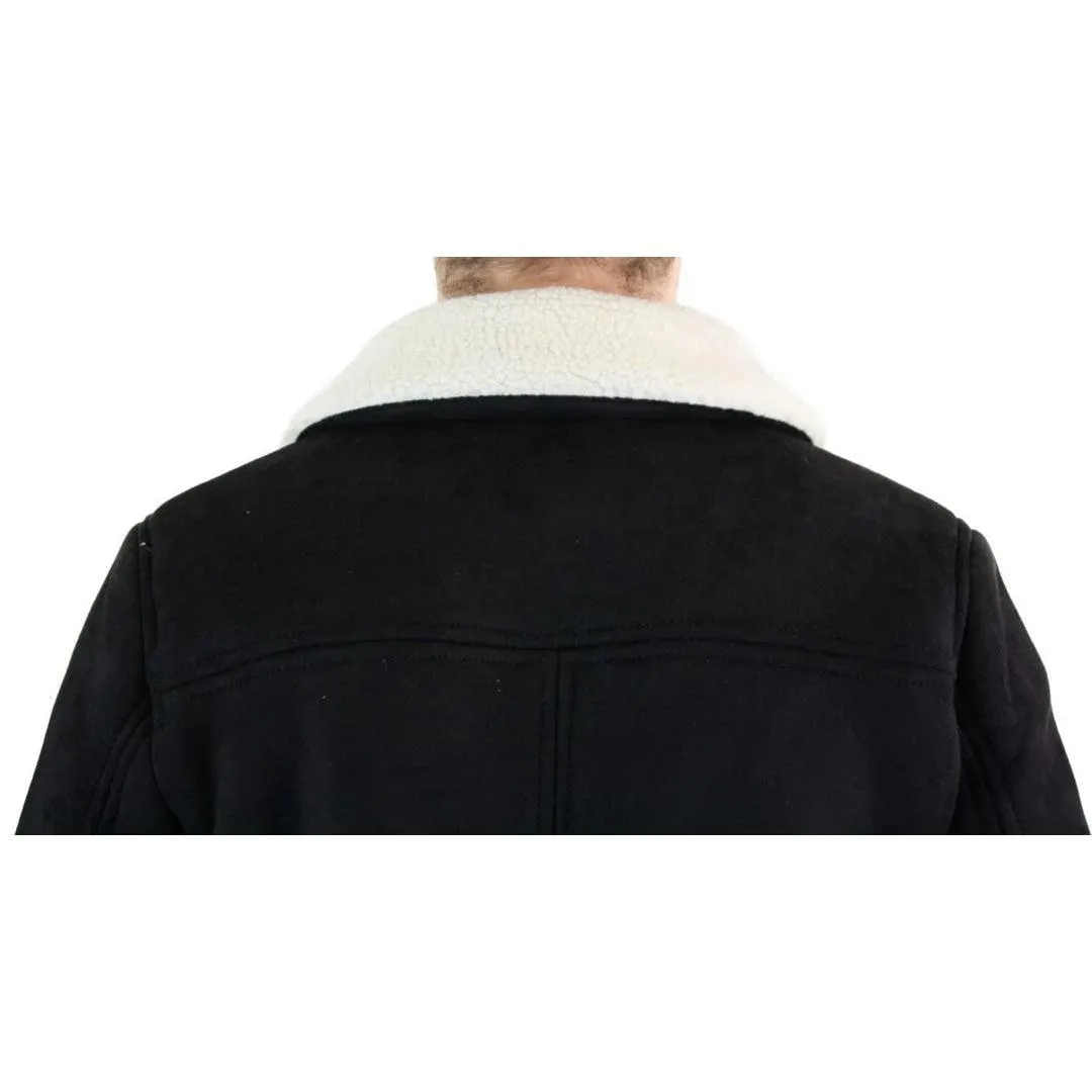 Mens Suede Sheepskin Faux Fur B3 Aviator Flying Jacket Cross Zip RAF Vintage