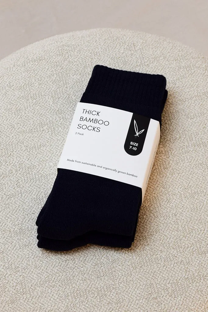 Men's Thick Bamboo Socks 2 Pack - Black