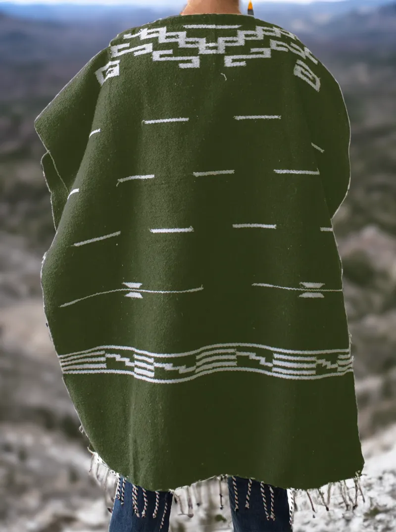 Mexican Poncho for Men - Clint Eastwood Poncho - GREEN