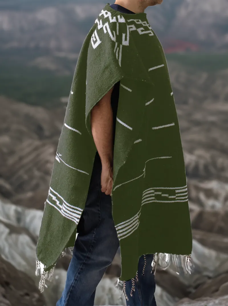 Mexican Poncho for Men - Clint Eastwood Poncho - GREEN