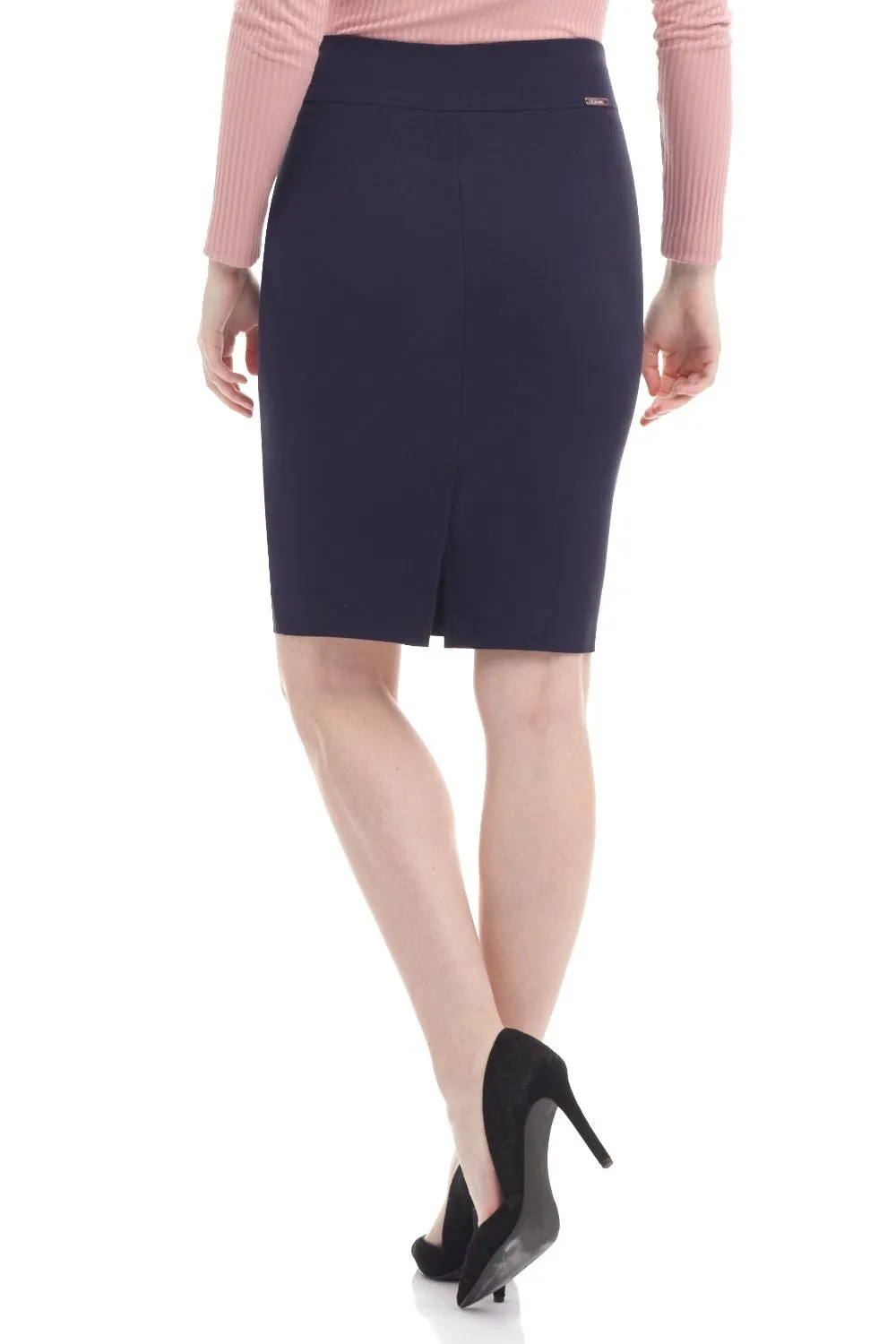 Midi Pencil Skirt with Pull-on Style Design