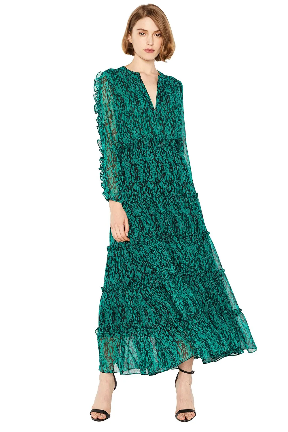 MISA - Hadeya Dress in Emerald/Black