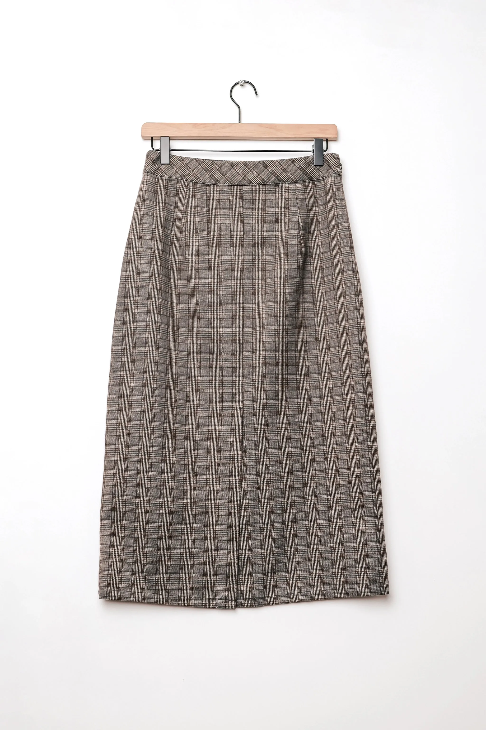 Miss Patina Brown Plaid Midi Pencil Skirt US 8, Y2K