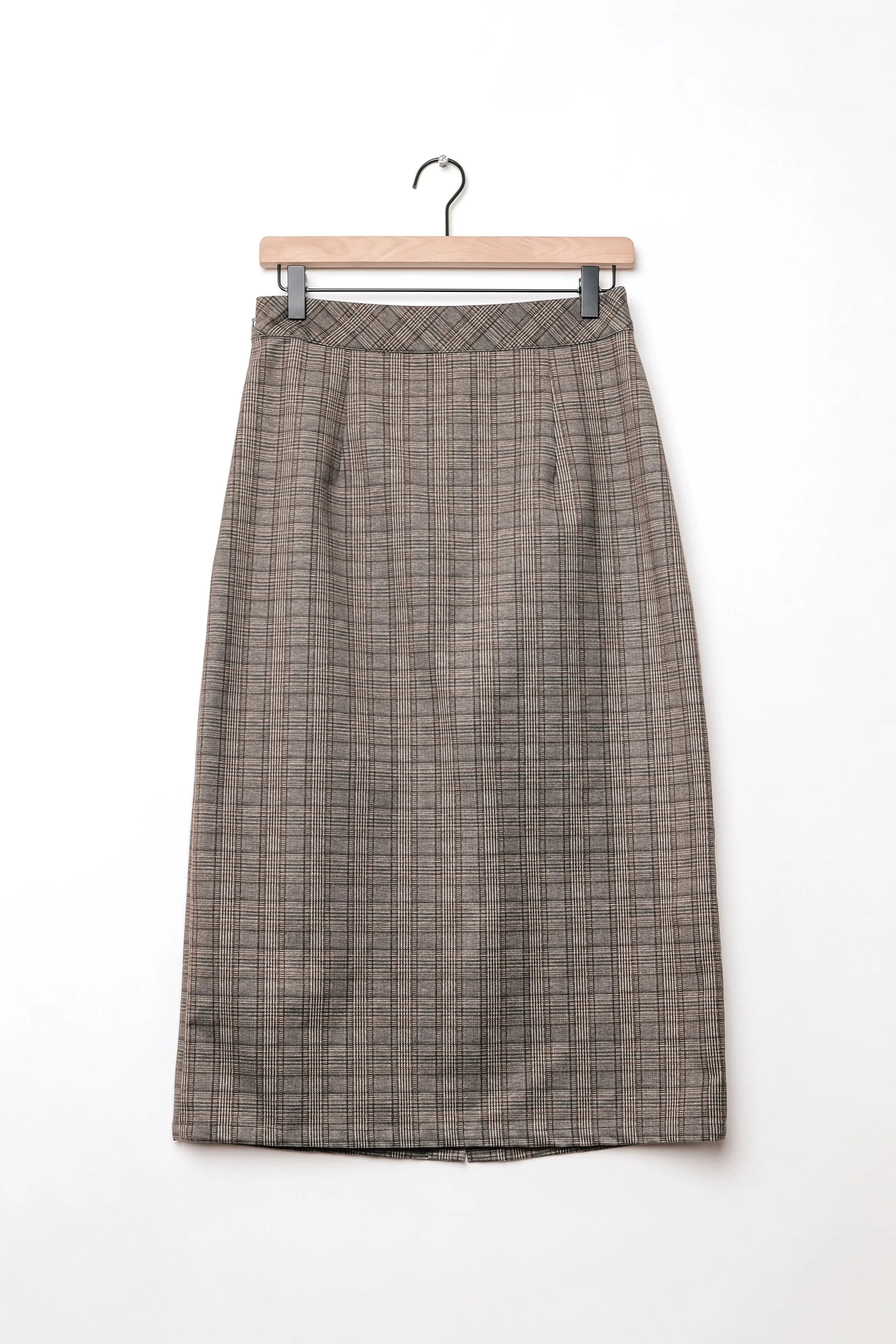 Miss Patina Brown Plaid Midi Pencil Skirt US 8, Y2K