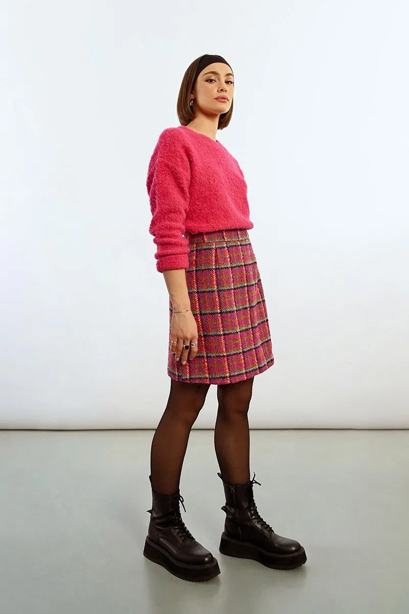 Molly Bracken Pink Checkered Skirt