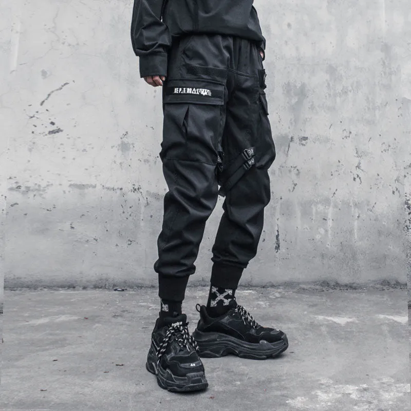 Multi Pockets Cargo Pants Men Harajuku Casual Ribbons Trousers Joggers Pants Hip Hop Streetwear Tactical WB564