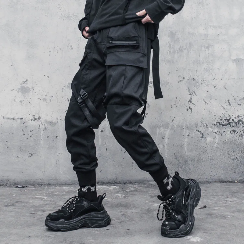 Multi Pockets Cargo Pants Men Harajuku Casual Ribbons Trousers Joggers Pants Hip Hop Streetwear Tactical WB564