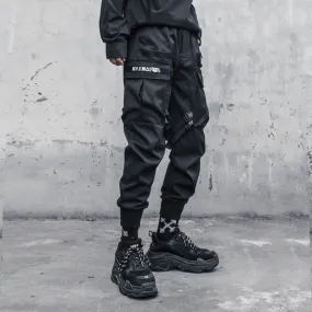 Multi Pockets Cargo Pants Men Harajuku Casual Ribbons Trousers Joggers Pants Hip Hop Streetwear Tactical WB564