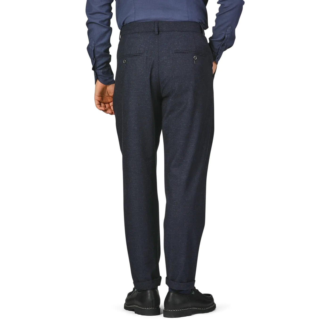 Navy Blue Birdseye Tweed Military Chinos