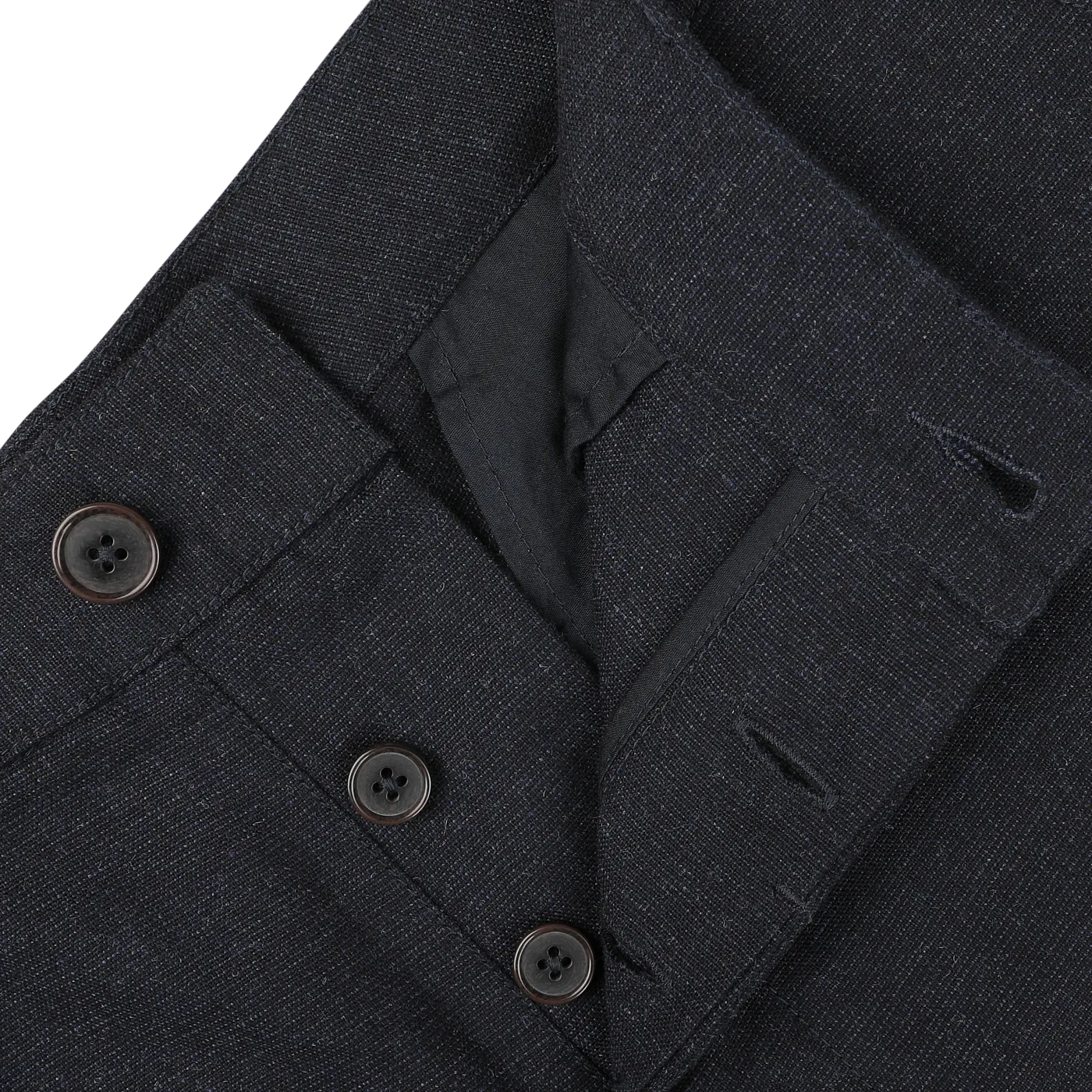 Navy Blue Birdseye Tweed Military Chinos