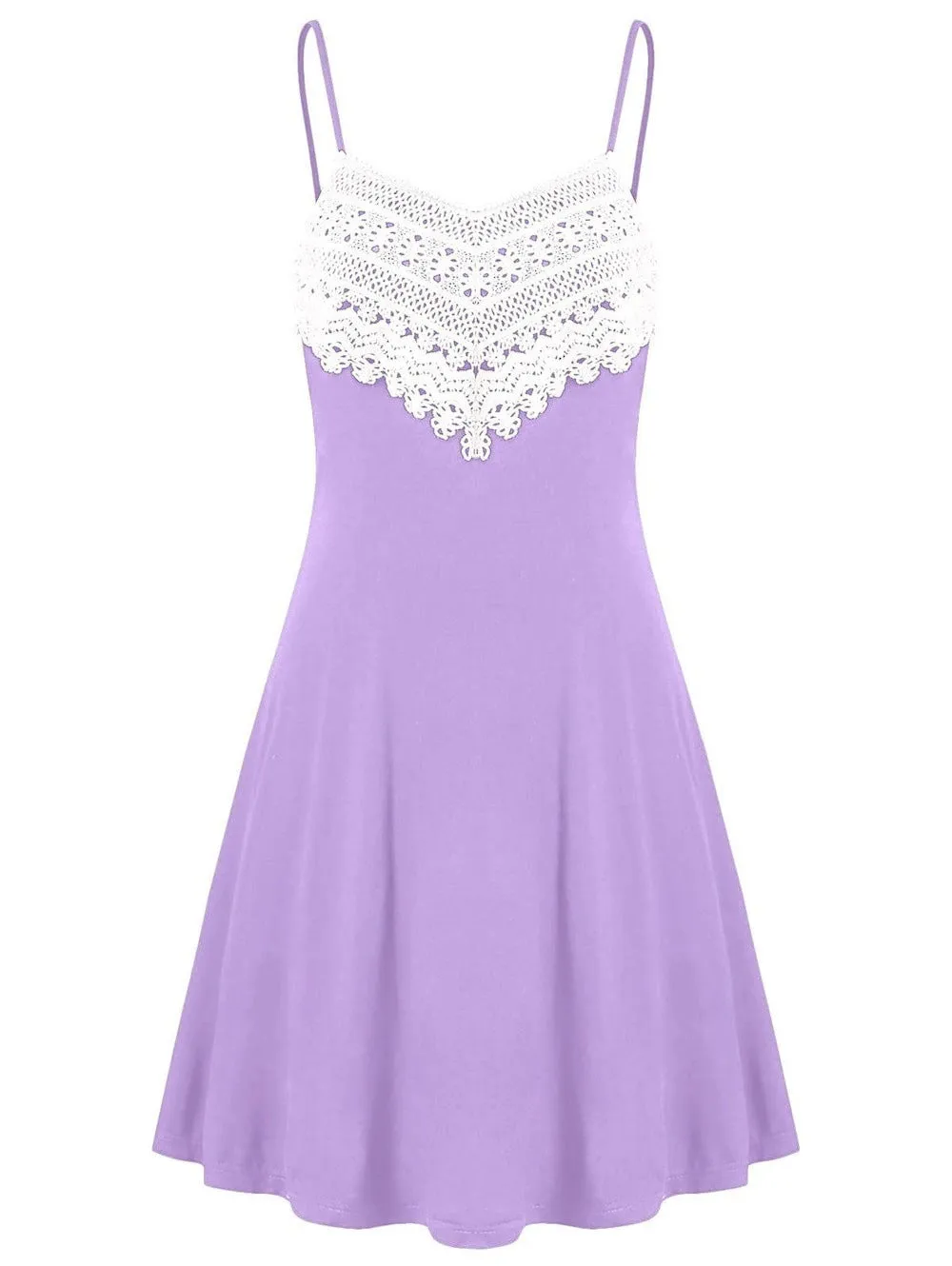 New Crochet Lace Contrast Adjustable Slip Dress