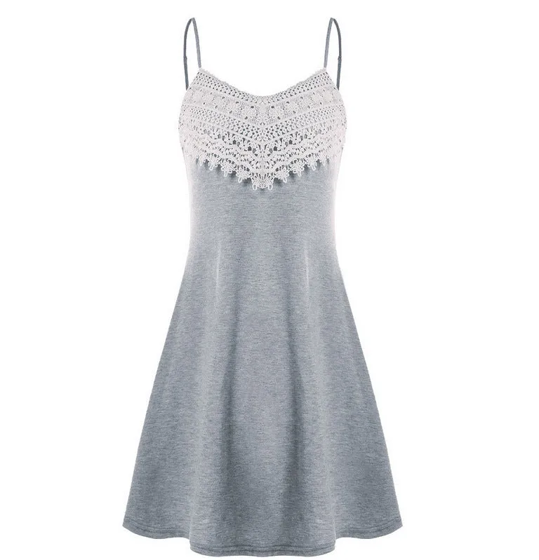 New Crochet Lace Contrast Adjustable Slip Dress