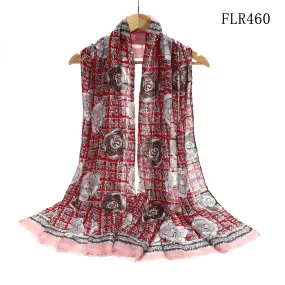 New Women Printed Floral Scarf for Summer Light Weight Colorfull