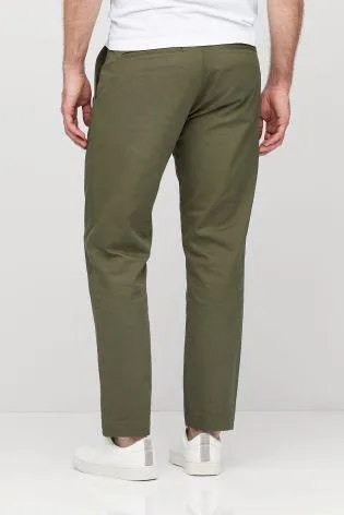 Next Mens Smart Khaki Utility Tapered Fit Green Chinos