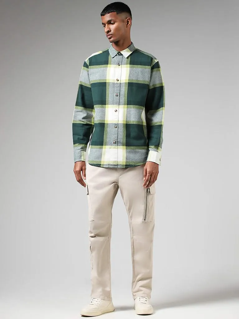 Nuon Green Checked Cotton Relaxed-Fit Shirt