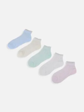 One Friday Multi Solid Socks Set Of 5