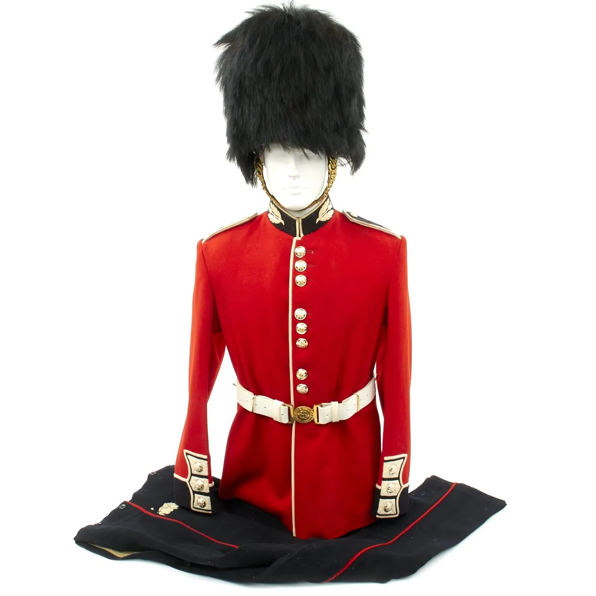 Original British 20th Century Scots Guards Queen's Crown Uniform Set with Bearskin Helmet