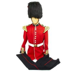 Original British Coldstream Guards Bandsman Uniform Set with Bearskin Helmet - Queens Crown 1950s