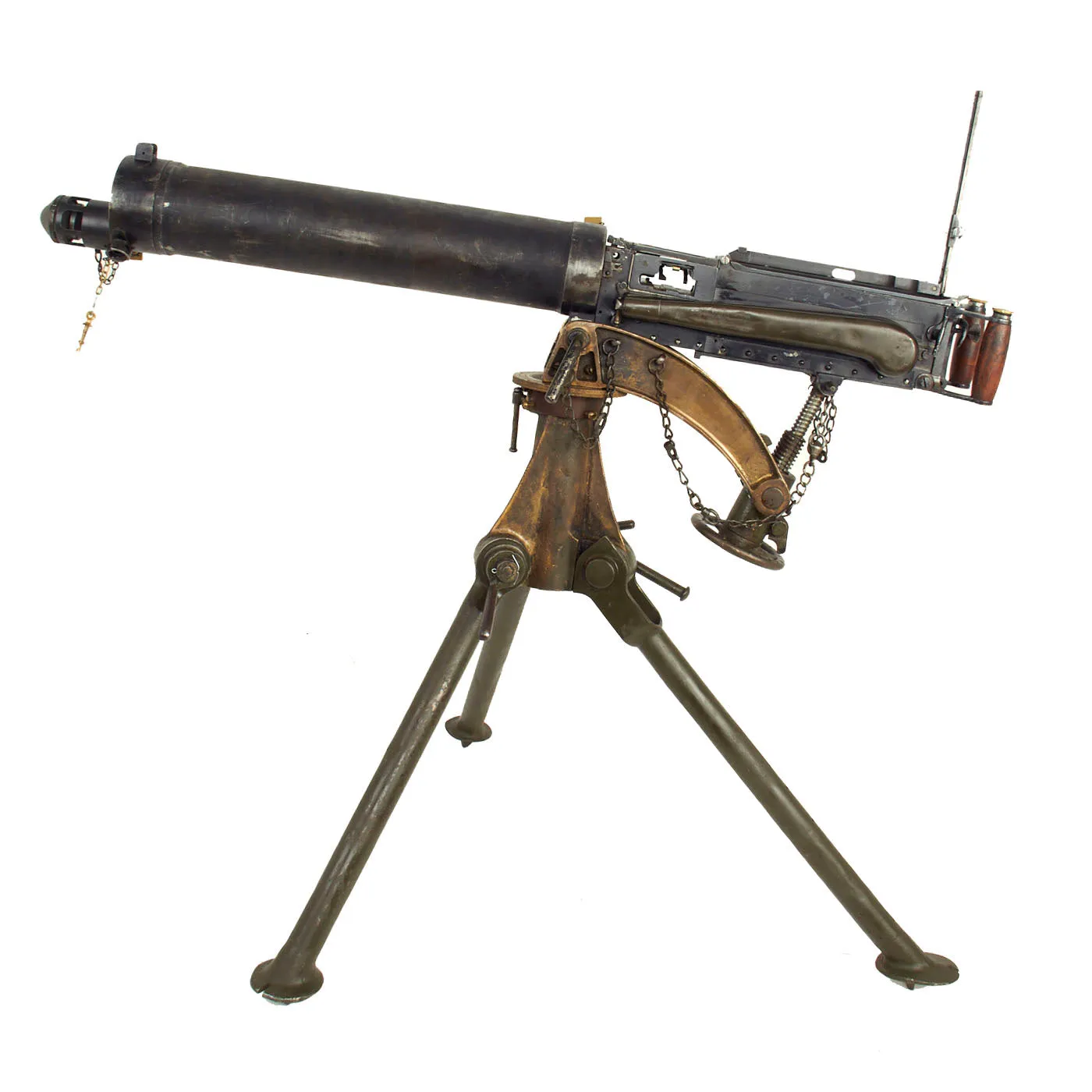 Original British WWII Vickers Display Medium Machine Gun with Tripod - 1915 Dated Crosshead