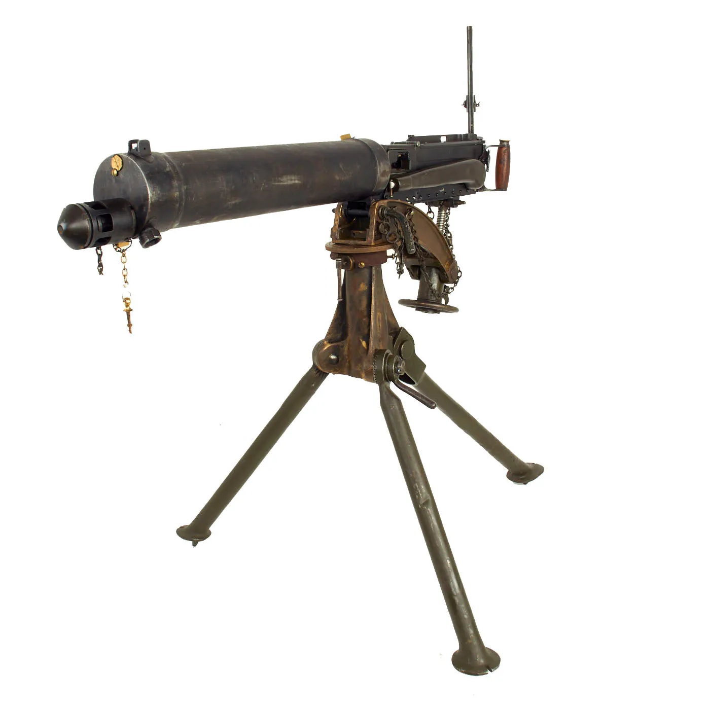 Original British WWII Vickers Display Medium Machine Gun with Tripod - 1915 Dated Crosshead