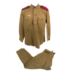 Original Soviet WWII M1943 Uniform Gymnastyorka Blouse & Breeches - Wartime Blouse with Infantry Boards and Guards Badge