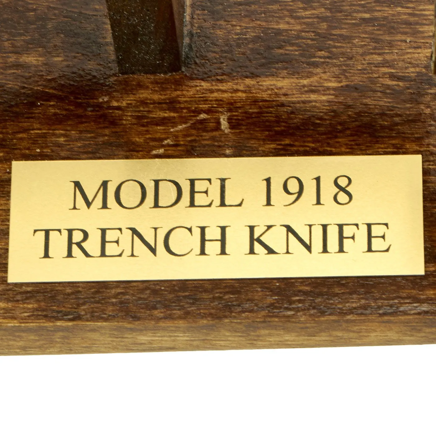 Original U.S. WWI Model 1918 Mark I Trench Knife by L. F. & C. with 1918 Scabbard with Custom Wood Stand