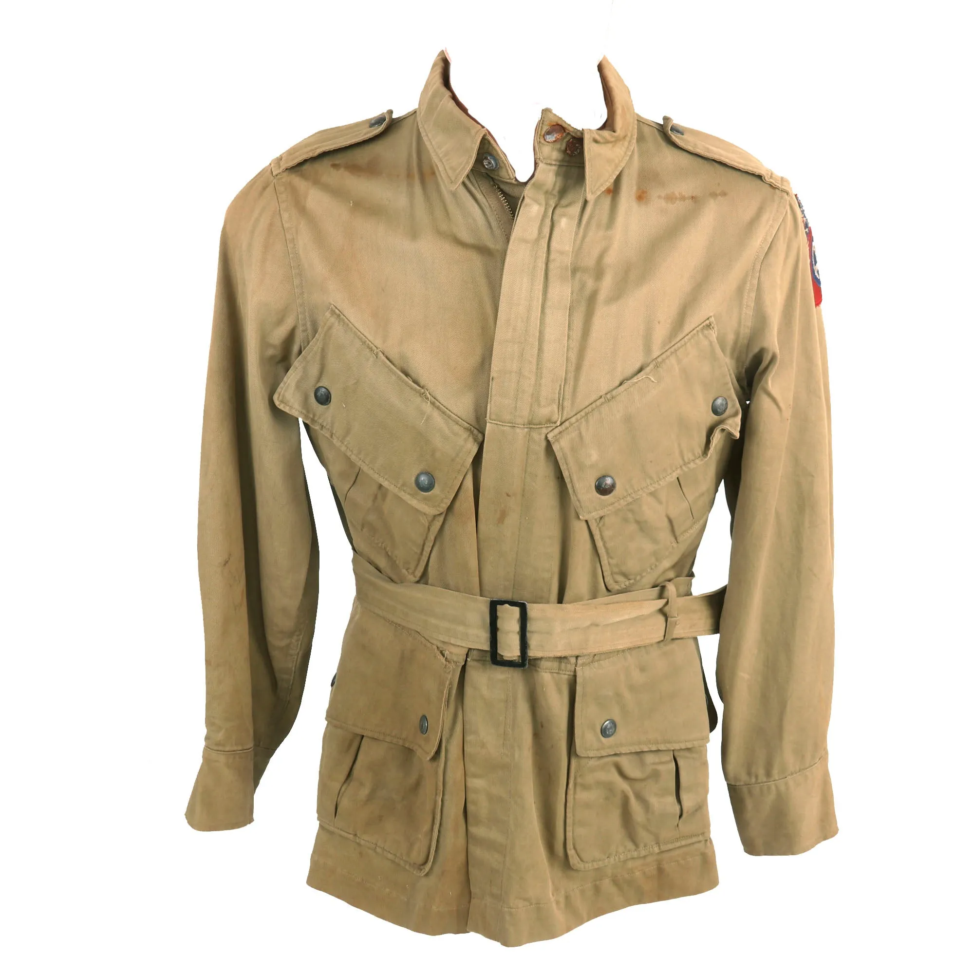 Original U.S. WWII M1942 Paratrooper Jump Jacket with Period Applied 82nd Airborne Division Shoulder Sleeve Insignia - Laundry Number Marked (Q9716)