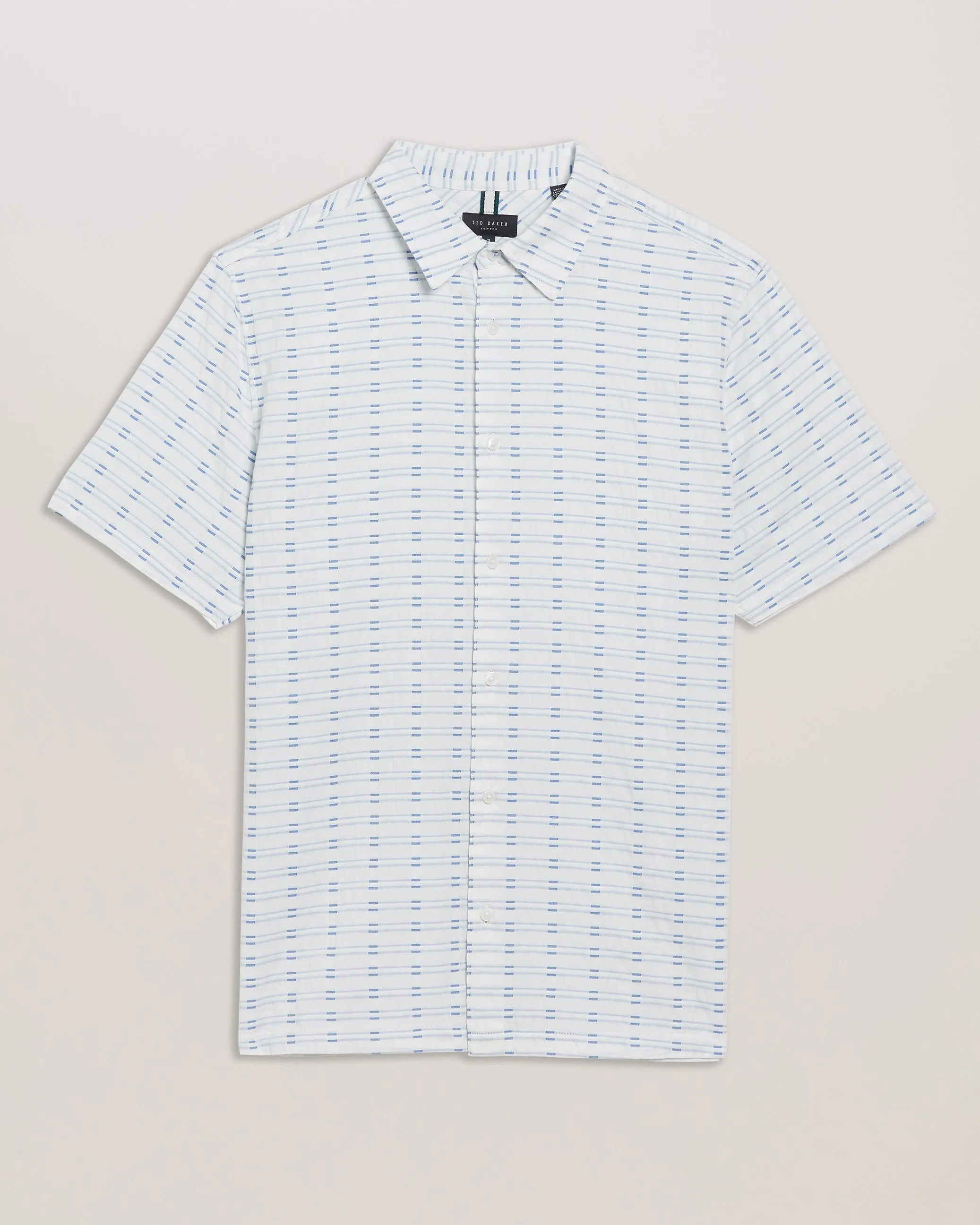 Orions Ss Regular Jacquard Geo Shirt Blue