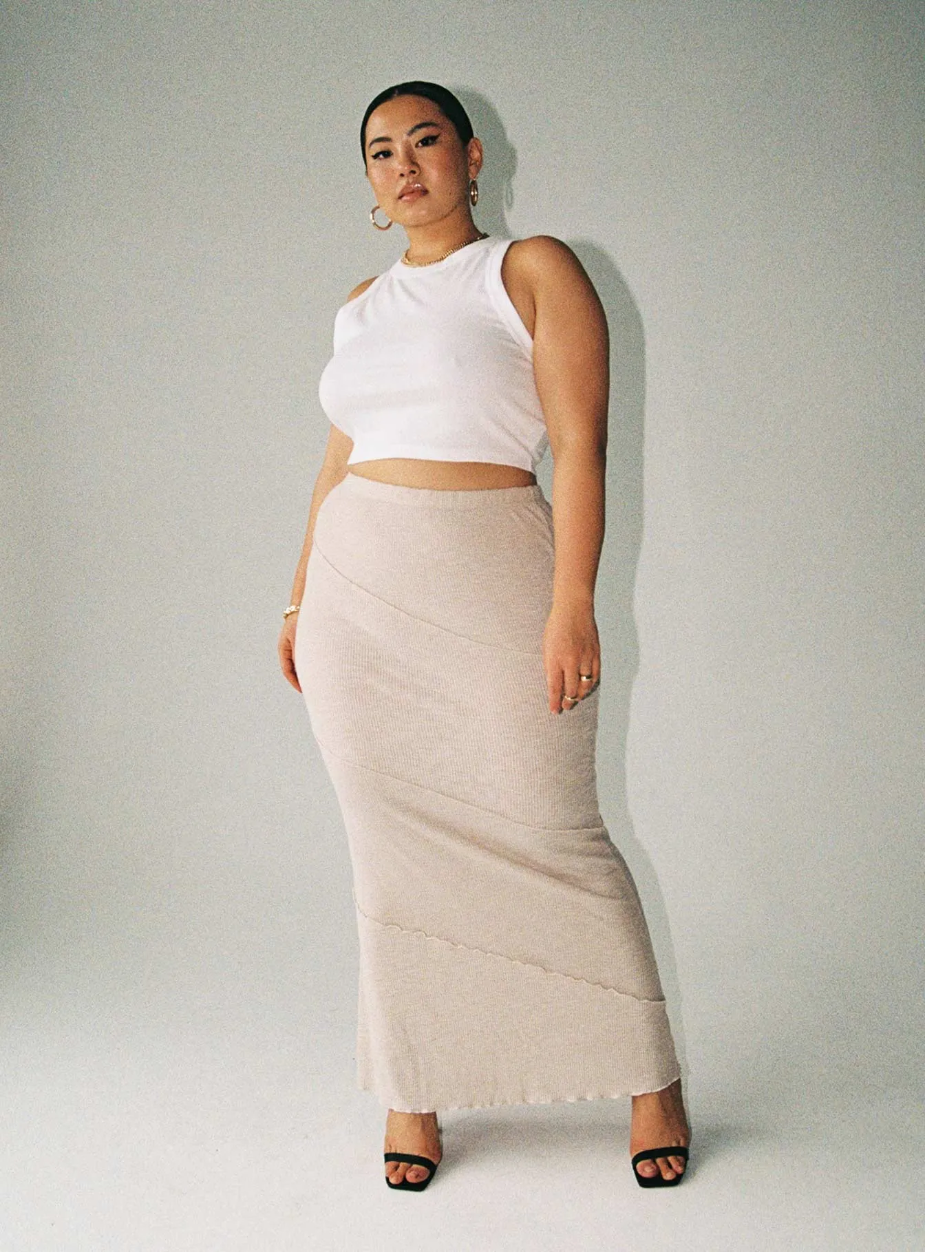 Oscar Maxi Skirt Beige Curve