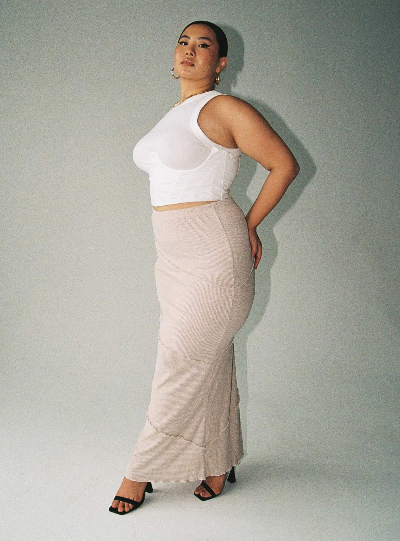 Oscar Maxi Skirt Beige Curve