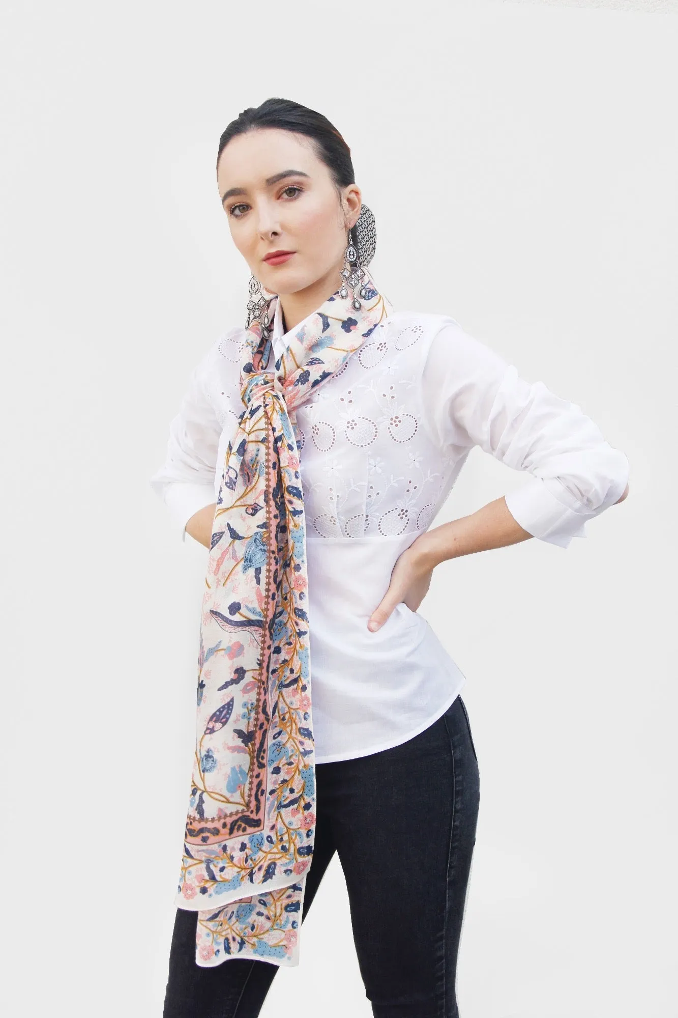 Paisley Flower Print Women's Cotton Scarf