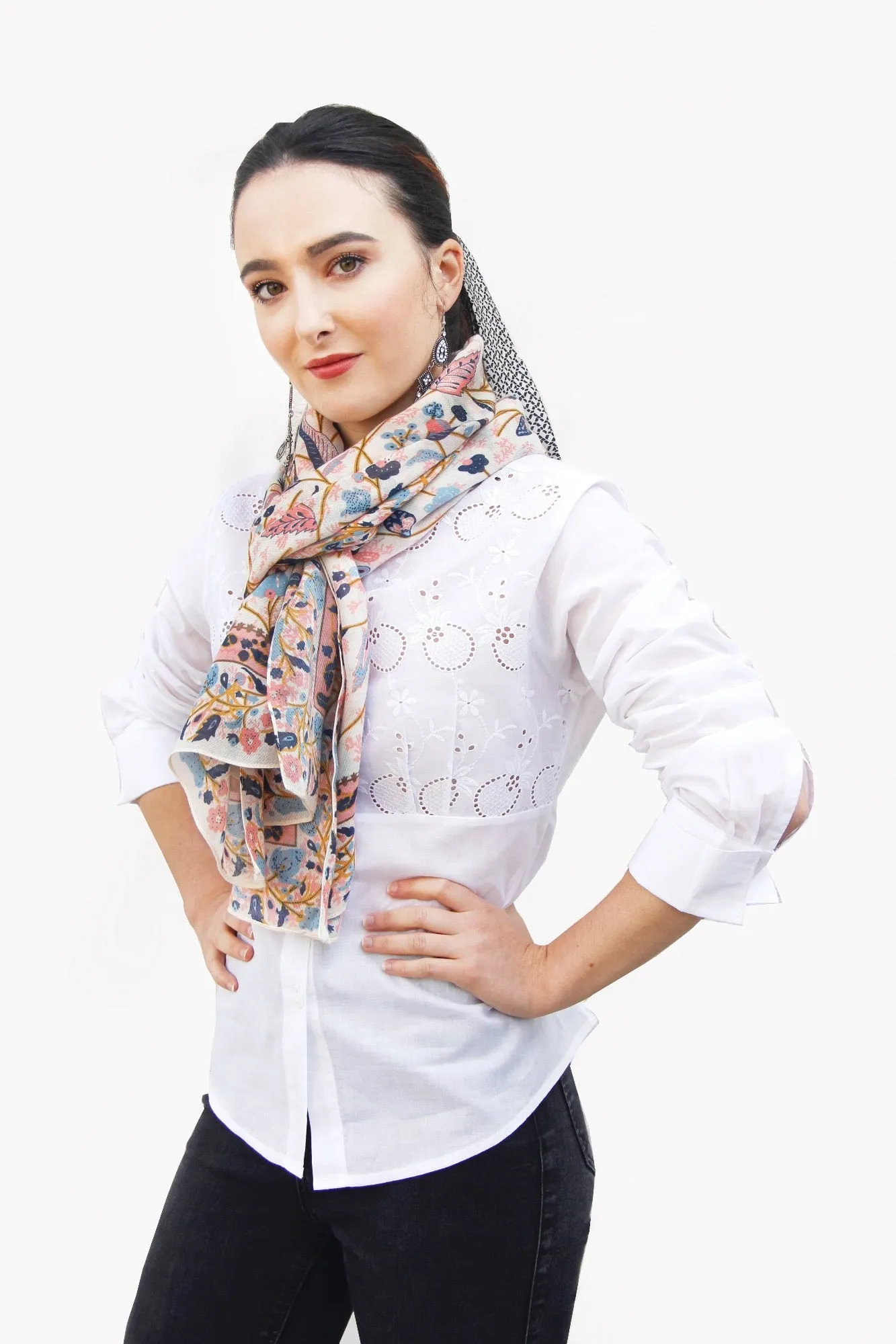 Paisley Flower Print Women's Cotton Scarf