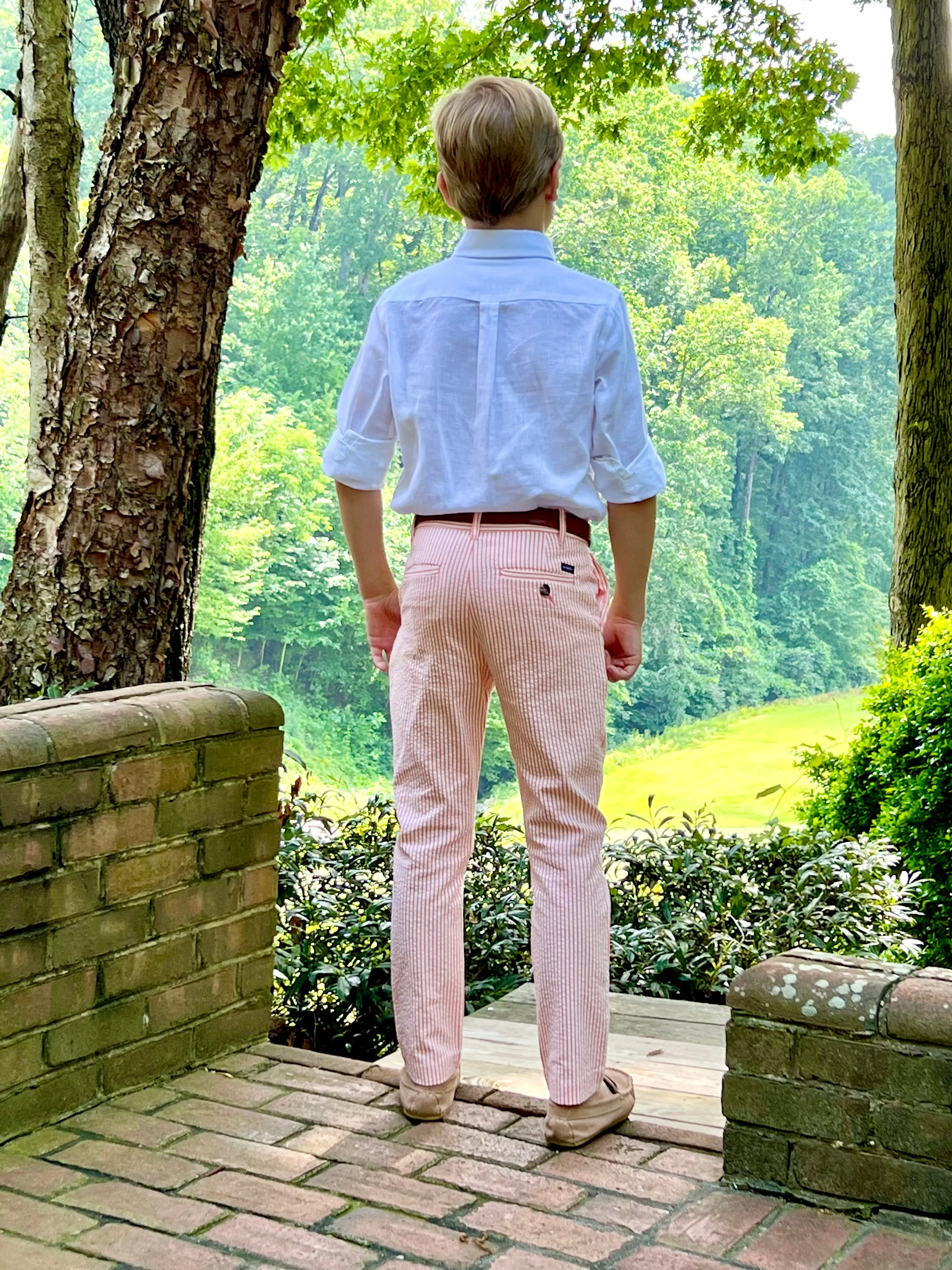 Palmetto Pants – Carolina Coral Seersucker